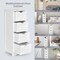 White Modern Farmhouse 4 Drawer Bathroom Floor Cabinet Freestanding Waterproof Linen Storage Organizer